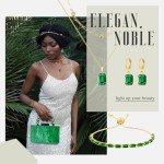 Emerald Green Jewelry Set with Clutch Bag