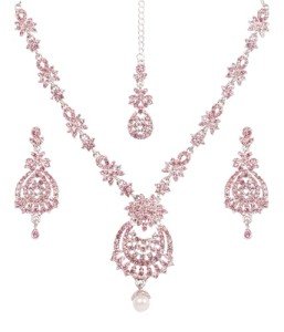 Bollywood-Inspired Silver Floral Necklace and Mangtika Set