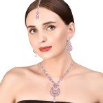 Bollywood-Inspired Silver Floral Necklace and Mangtika Set