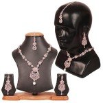 Bollywood-Inspired Silver Floral Necklace and Mangtika Set