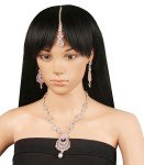 Bollywood-Inspired Silver Floral Necklace and Mangtika Set