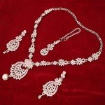 Bollywood-Inspired Silver Floral Necklace and Mangtika Set