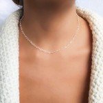 Minimalist Sterling Silver Heart Chain Choker Necklace