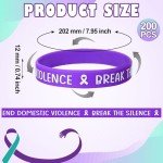 200 Pcs Purple Wristbands for Domestic Violence Awareness