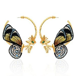 Gold Butterfly Hoop Earrings for Women & Teens