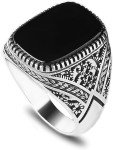 Men's 925 Sterling Silver Black Onyx Signet Ring
