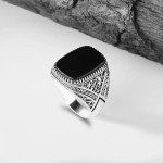 Men's 925 Sterling Silver Black Onyx Signet Ring