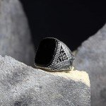 Men's 925 Sterling Silver Black Onyx Signet Ring