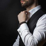 Men's Black Leather Braided Bracelet with Gift Box