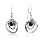 Vintage Silver Black Onyx Dangle Earrings for Women
