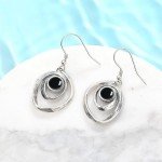 Vintage Silver Black Onyx Dangle Earrings for Women