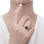Black Cushion Cut CZ Silver Stackable Ring Set