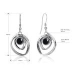 Vintage Silver Black Onyx Dangle Earrings for Women