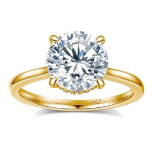 Moissanite Engagement Ring with 18K Gold Plating