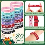 80 Pcs WWJD Colorful Adjustable Bracelets