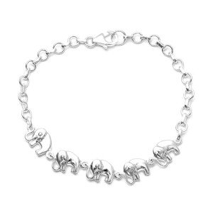 Sterling Silver Elephant Charm Bracelet for Women