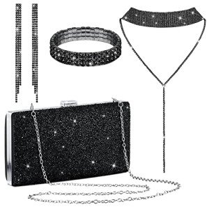 Elegant Rhinestone Evening Clutch & Jewelry Set
