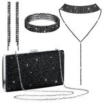 Elegant Rhinestone Evening Clutch & Jewelry Set