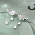 Sterling Silver Flower CZ Ear Cuffs for Women