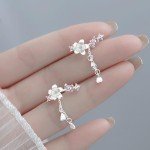 Sterling Silver Flower CZ Ear Cuffs for Women