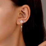 Sterling Silver Flower CZ Ear Cuffs for Women