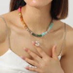 Colorful Boho Beaded Gemstone Choker Necklace
