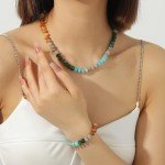 Colorful Boho Beaded Gemstone Choker Necklace