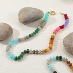 Colorful Boho Beaded Gemstone Choker Necklace