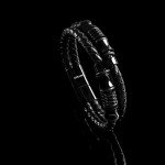 Men's Black Leather Braided Bracelet with Gift Box