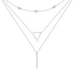 Layered S925 Silver Triangle Bar Necklaces for Women