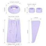 Purple Towel Wrap Set with Headband and Wristband