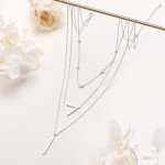 Layered S925 Silver Triangle Bar Necklaces for Women