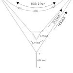 Layered S925 Silver Triangle Bar Necklaces for Women
