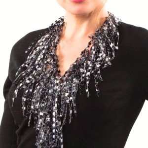 Elegant Black and White Infinity Scarf Necklace