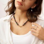 Rainbow Tourmaline Beaded Choker with Gold Bow