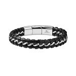 Men's Silver Braided Leather Cuff Bracelet