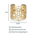 Celtic Heart Non-Piercing Silver Ear Cuffs