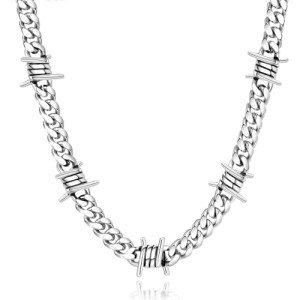Barbed Wire Cuban Link Choker Necklace for All