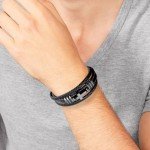 Men's Black Braided Leather Cross Bracelet
