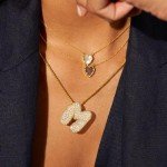 KissYan Gold Balloon Initial Pendant Necklace