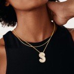 KissYan Gold Balloon Initial Pendant Necklace