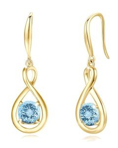 Aquamarine Dangle Drop Earrings in Gold Plated Silver