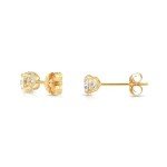 14k Yellow Gold Round CZ Stud Earrings