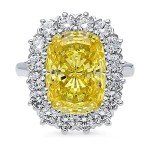 BERRICLE Sterling Silver Halo Yellow CZ Ring