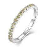 Stackable 925 Sterling Silver Peridot Ring Size 7