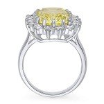 BERRICLE Sterling Silver Halo Yellow CZ Ring