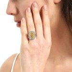 BERRICLE Sterling Silver Halo Yellow CZ Ring