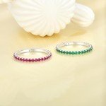 Stackable 925 Sterling Silver Peridot Ring Size 7