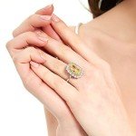 BERRICLE Sterling Silver Halo Yellow CZ Ring