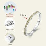 Stackable 925 Sterling Silver Peridot Ring Size 7